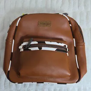 NEW Montana West Wrangler Cow Print Brown Black and White Backpack Purse (NWT) Wrangler Cow Print Backpack | Stylish Western Bag – Montana  main image 3